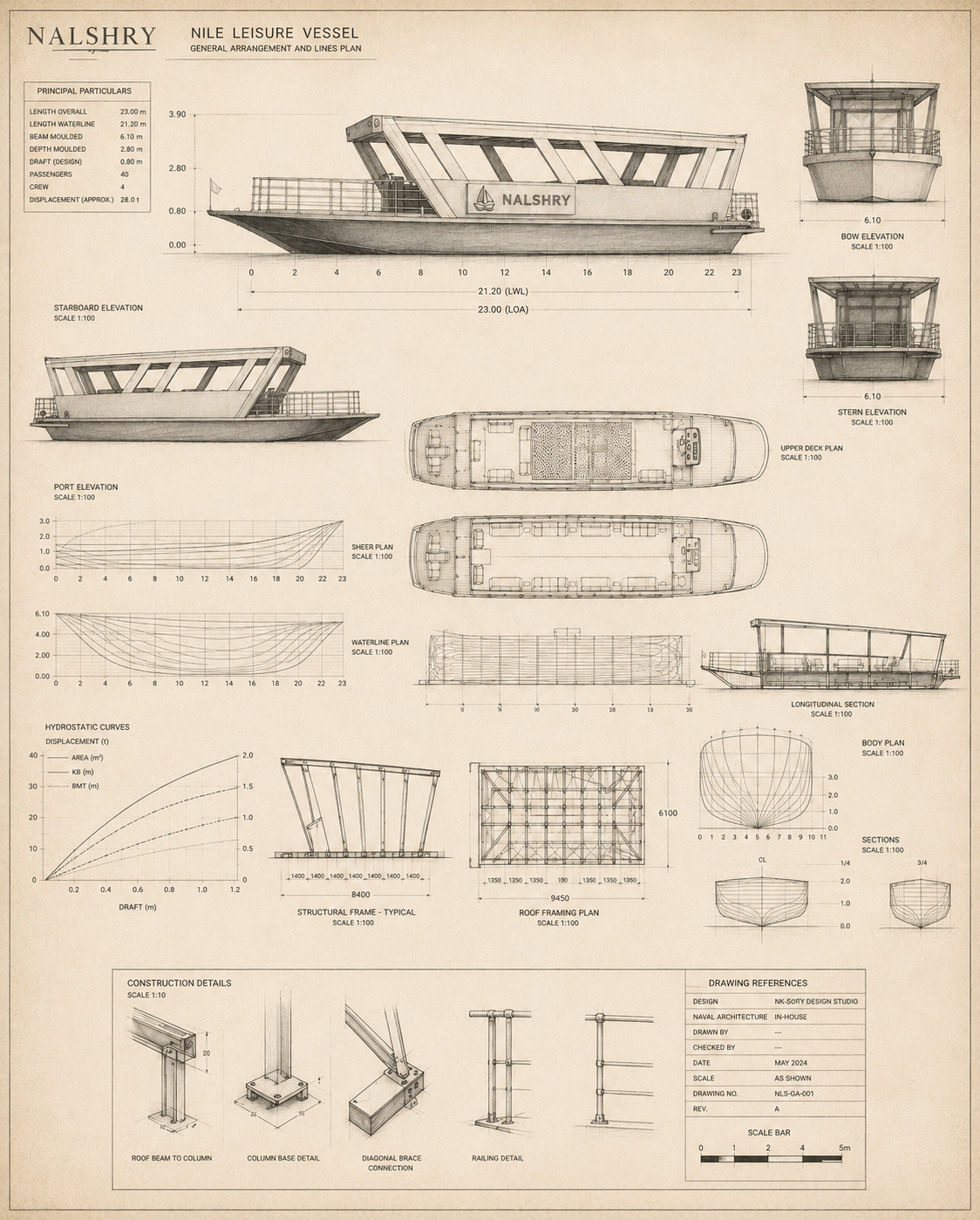 Nalshry vessel — general arrangement and lines plan